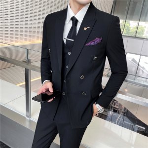 (image for) Three-piece suit suit, men\'s suit, business casual, professional wear, work interview, slim fit groom, best man, wedding