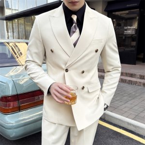 (image for) 306B-2-SJT7722-P3052024 spring men\'s double-breasted suit three-piece wedding dress