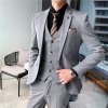 (image for) Suit suit men\'s suit men\'s business casual professional fit groom groomsmen wedding three-piece dress trendy