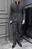 (image for) 2024 Autumn Vertical Stripe Suit Men\'s Slim Business Casual Large Size Single Breasted Suit LJT9987-P235